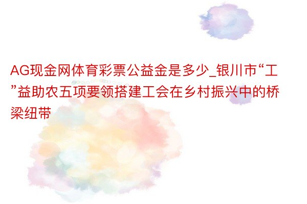 AG现金网体育彩票公益金是多少_银川市“工”益助农五项要领搭建工会在乡村振兴中的桥梁纽带