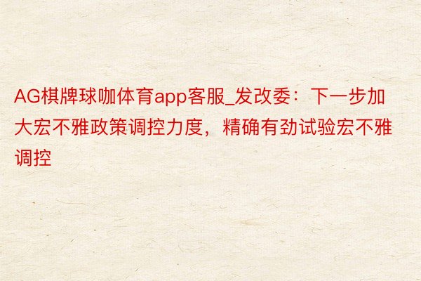 AG棋牌球咖体育app客服_发改委：下一步加大宏不雅政策调控力度，精确有劲试验宏不雅调控