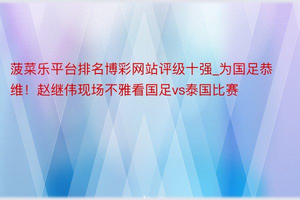 菠菜乐平台排名博彩网站评级十强_为国足恭维！赵继伟现场不雅看国足vs泰国比赛