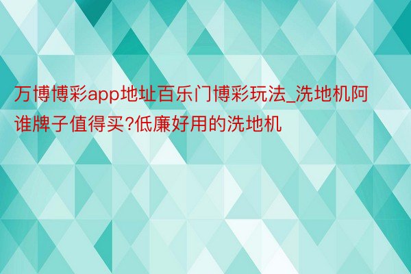 万博博彩app地址百乐门博彩玩法_洗地机阿谁牌子值得买?低廉好用的洗地机